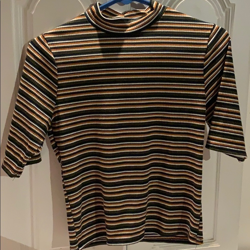 Striped Mock Neck Top- Olivia Rae